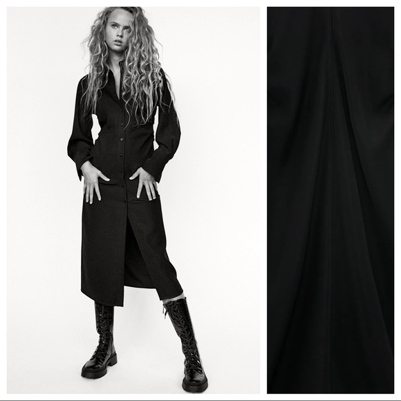 NWOT. Zara Black Midi Dress. Size S. - Picture 2 of 8